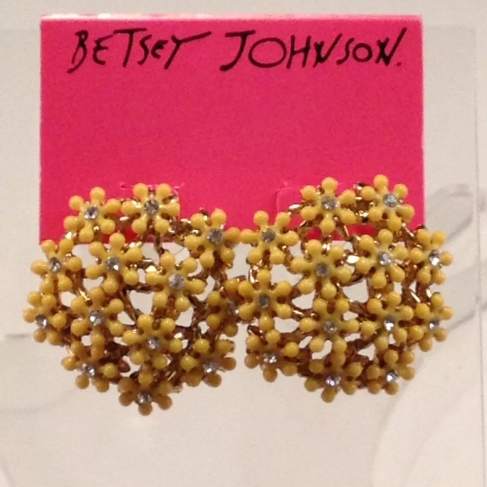 Betsey Johnson Orange Flower Button Earrings